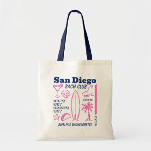 Bolsa Tote Desenho de Rabiscos de Festa de Solteira na Praia 