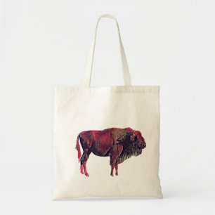 Bolsa Tote Desenho de retrato de búfalo para animal bisão ou 
