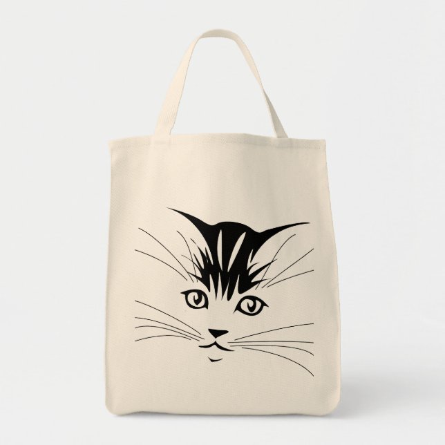 Bolsa Tote Desenho de rosto de gato (Frente)
