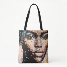 Desenho de rosto pixelado retrato feminino abstrat