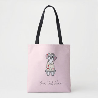 Bolsa Tote Desenho de schnauzer de coração amoroso fofo com o