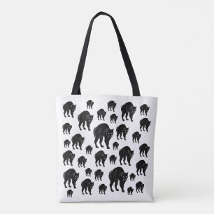 Bolsa Tote Desenho de Silhueta Preta de Vento Halloween