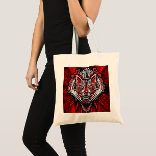Bolsa Tote Desenho de Totem Tribal Haida de Lobo