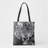 Desenho de um tigre selvagem em preto e branco, wh