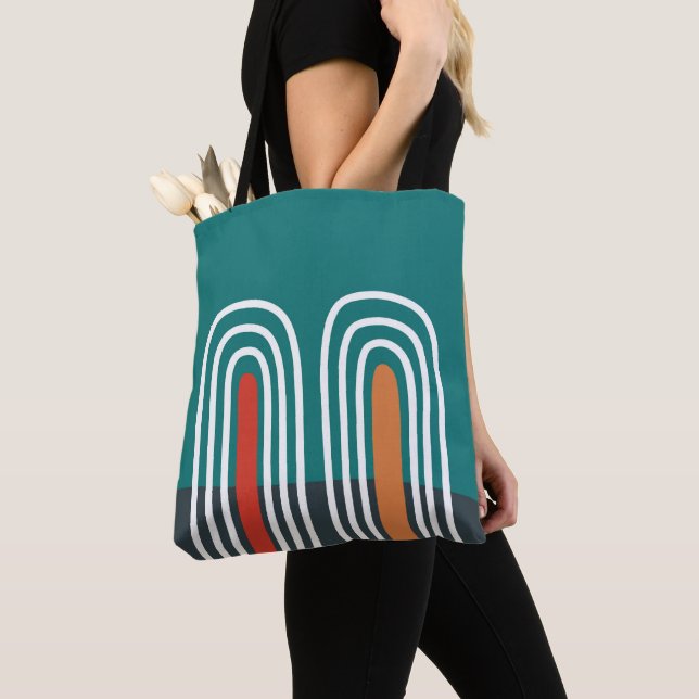 Bolsa Tote Desenho desenhado à mão em arco-íris boho (Close Up)
