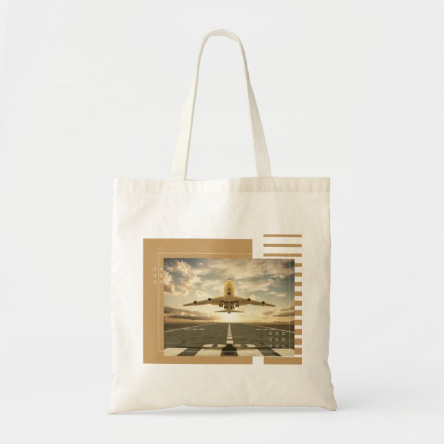 Bolsa Tote desenho do tema Avião (Frente)