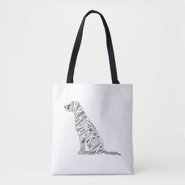Bolsa Tote Desenho Doodle do Labrador Retriever (Frente)