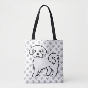 Bolsa Tote Desenho e patas de cãozinho-cúbico maltês