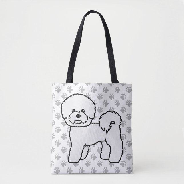Bolsa Tote Desenho e patas de cãozinho-de-bichon Frise (Frente)