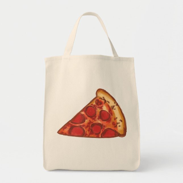 Bolsa Tote Desenho em aquarela de pizza apimentada  (Frente)
