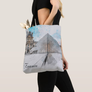 Bolsa Tote Desenho em aquarela do Louvre Paris, França