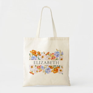 Bolsa Tote Desenho Floral Colorido Damas de Honra Nome Person