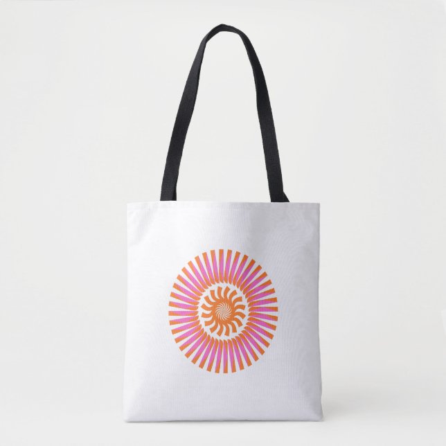 Bolsa Tote Desenho Geométrico Abstrato de Explosão Solar em E (Frente)