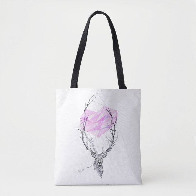 Bolsa Tote Desenho geométrico dos cervejeiros e rosas (Frente)