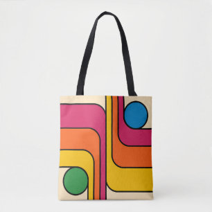 Bolsa Tote Desenho Geométrico Estilo Retro Mod Anos 70
