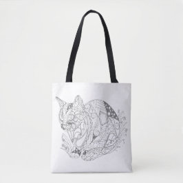Bolsa Tote Desenho ilusório da arte abstracta do gato