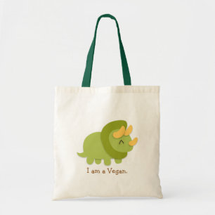 Bolsa Tote Desenho kawaii de Triceratops verde e amarelo