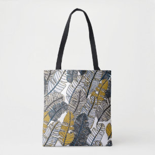 Bolsa Tote Desenho manual: Folhas tropicais