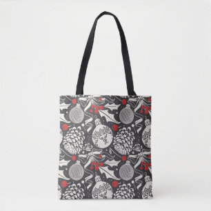 Bolsa Tote Desenho-Mão De Natal: Mistletoe Pine Seamless.