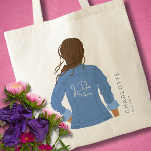 Bolsa Tote Desenho Mão Jaqueta Cabelo Castanho I Do Creme