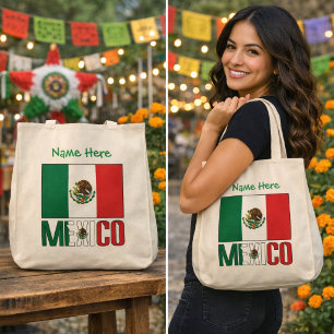 Bolsa Tote Desenho Personalizado da Bandeira do México