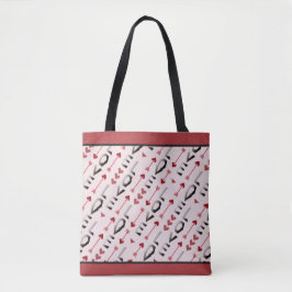 Bolsa Tote Desenho Romântico de Seta, Coração e Amor
