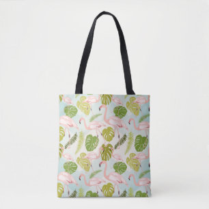 Bolsa Tote Desenho rosado a mão do flamingo. Ilustração Vi