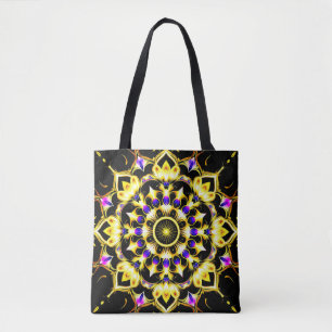 Bolsa Tote Desenho Vibrante de Mandala Ornamentado