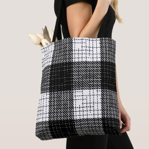 Bolsa Tote Desenho Xadrez Preto e Branco em Xadrez Ousado