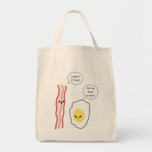 Bolsa Tote Desenhos animados bonitos do bacon e do ovo
