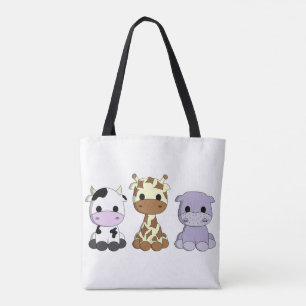 Bolsa Tote Desenhos animados bonitos do hipopótamo do girafa