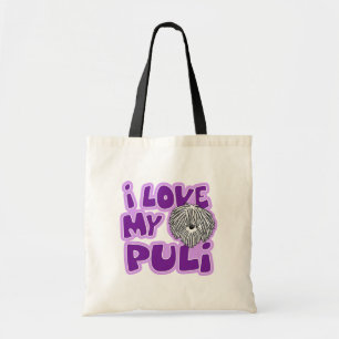 Bolsa Tote Desenhos animados eu amo meu Puli branco
