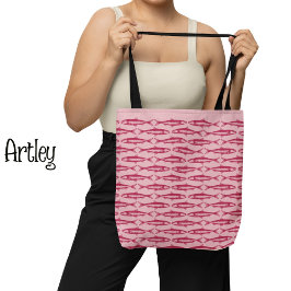 Bolsa Tote Desenhos de Peixes de Padrões de Arte Sedina Rosa