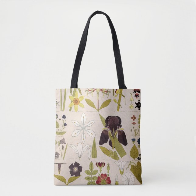 Bolsa Tote Desenhos do vintage das flores (Frente)