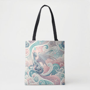 Bolsa Tote Desenhos Whimsical: Fantasia Pastel Dragon