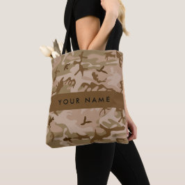 Bolsa Tote Desert Camouflage Patterno, seu nome, Personalize