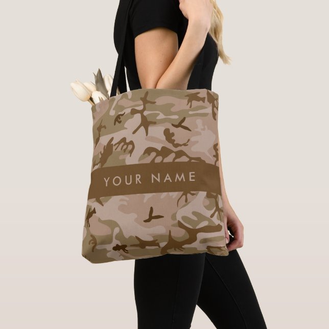 Bolsa Tote Desert Camouflage Patterno, seu nome, Personalize (Close Up)