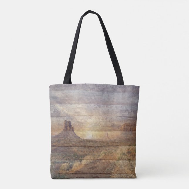 Bolsa Tote Desert Landscape Monument Valley And Cloudy Sky    (Verso)