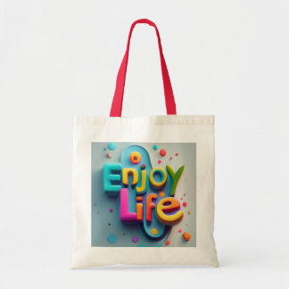 Bolsa Tote Desfrute da vida" Tote Bag Motivacional Colorida