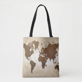 Bolsa Tote Design 64 mapa do mundo marrom
