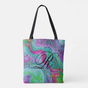 Bolsa Tote Design abstrato colorido da bateria com monograma