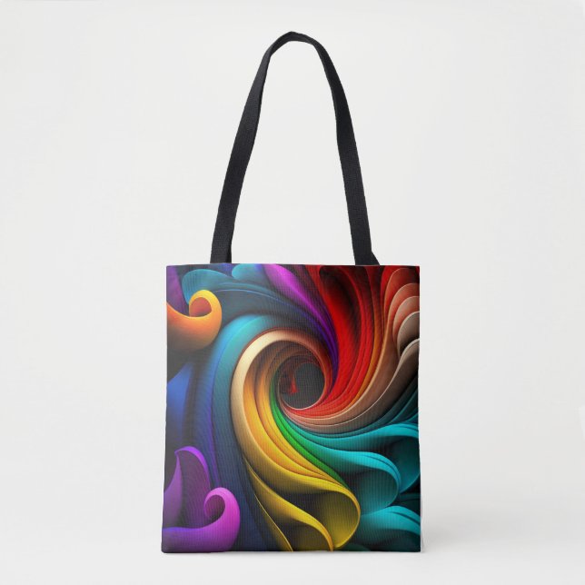 Bolsa Tote Design abstrato colorido do arco-íris vibrante (Frente)