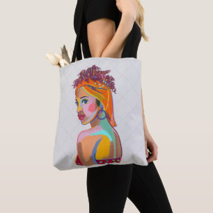 Bolsa Tote Design Abstrato De Bela Arte Menina Colorida
