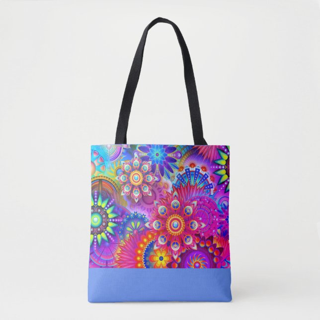 Bolsa Tote Design Abstrato de flor de boho (Frente)