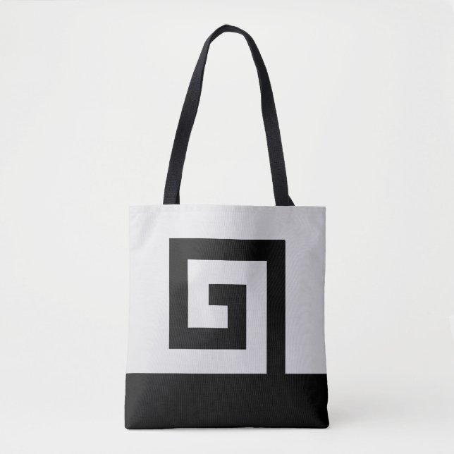 Bolsa Tote Design abstrato helicoidal a preto e quase branco (Frente)