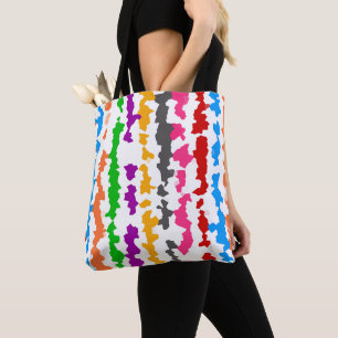 Bolsa Tote Design Abstrato Irregular Colorido Branco