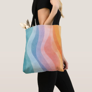 Bolsa Tote Design Abstrato Neutro Minimalista de Onda, Modern
