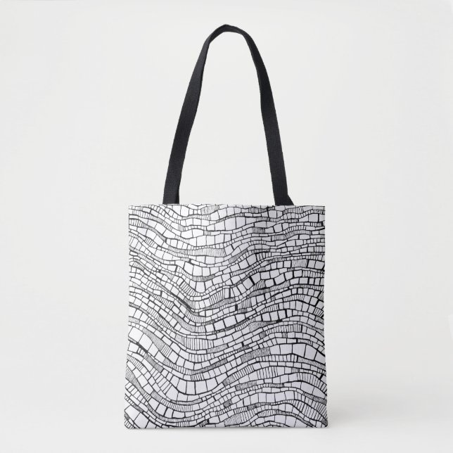 Bolsa Tote Design Abstrato Preto e Branco (Frente)