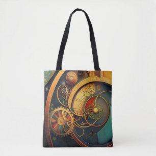 Bolsa Tote Design Abstrato Steampunk de Relógio