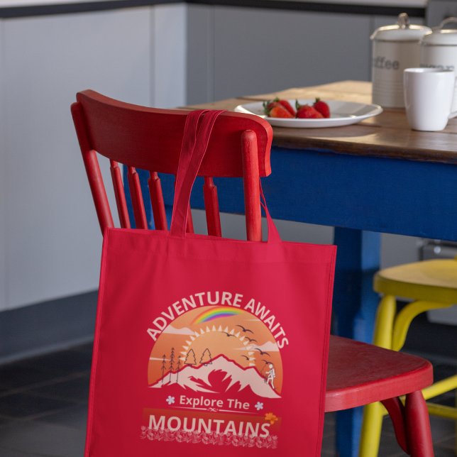 Bolsa Tote design "Adventure Await-Explore as montanhas" (Criador carregado)